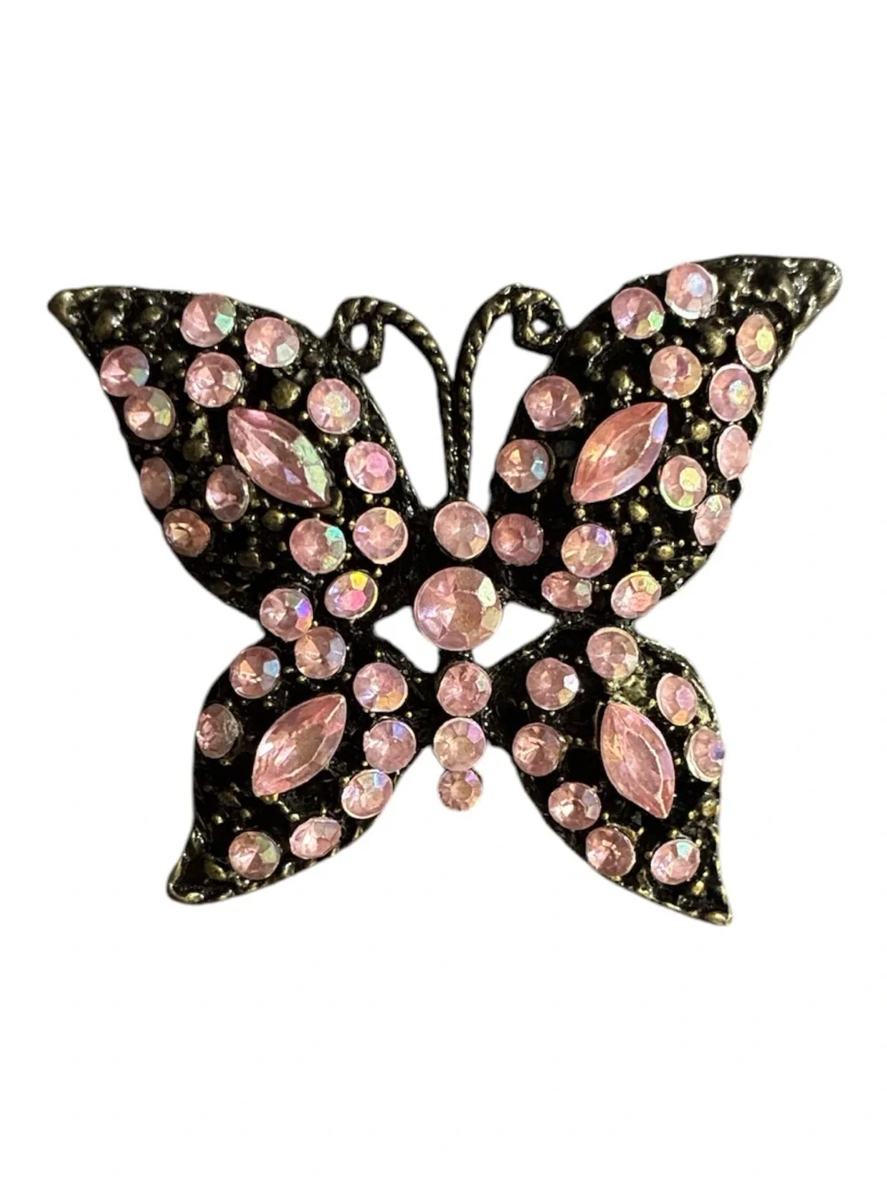 Pink Rhinestone Butterfly Brooch
